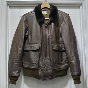 VTG 1970s G-1 USN Genuine Leather Flyers Flight Bomber Jacket Brown Men's Sz‎ 42